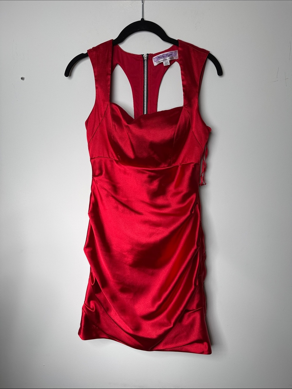 Hailey Logan Red Satin Cutout Bodycon Mini Dress